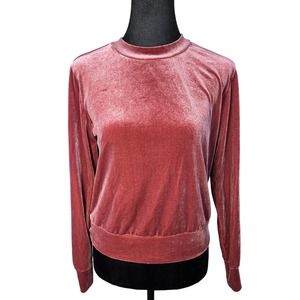 ModCloth Rose Velour Long Sleeve Pullover Size S 0309